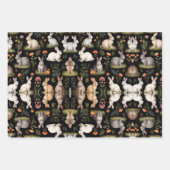 Farbenfrohe Kaninchen in Schwarz Geschenkpapier Set (Vorderseite 3)