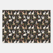 Farbenfrohe Kaninchen in Schwarz Geschenkpapier Set (Vorderseite 2)