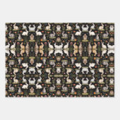 Farbenfrohe Kaninchen in Schwarz Geschenkpapier Set (Vorderseite)