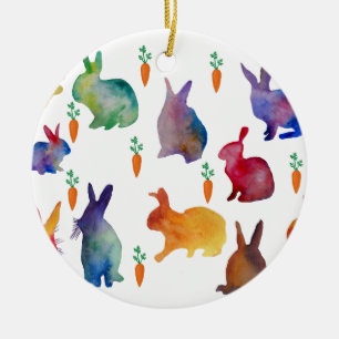 Farbenfrohe Kaninchen Ostern Keramik Ornament