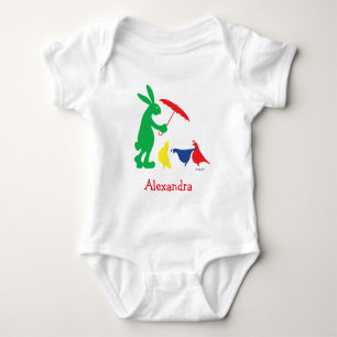 Farbenfrohe Kaninchen- und Wacholderseide Baby Strampler
