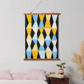 Farbenfrohe Kanten 161214b - auf schwarz Wandteppich Mit Holzrahmen (Schlafzimmer)