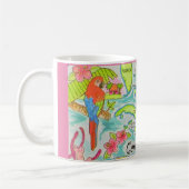 Farbenfrohe Karibikinseln Illustrierte Tasse (Links)