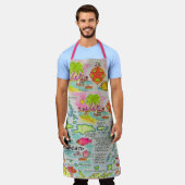 Farbenfrohe Karibikinseln Schürze (Getragen)