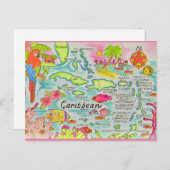 Farbenfrohe karibische Inseln - Karte (Vorne/Hinten)