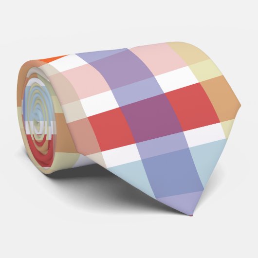 Farbenfrohe Karierte Karo Muster Krawatte (Gerollt)