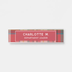 Farbenfrohe Karierte, klassische Personalisierte L Türschild