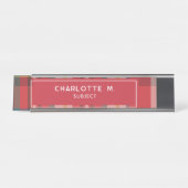 Farbenfrohe Karierte klassische Personalisierte Le Schreibtischnamensplakette (Vorderseite )