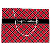 Farbenfrohe karierte Muster in einem schrägen Käfi Große Geschenktüte (Rückseite)