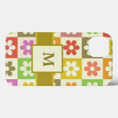 Farbenfrohe karierte Retro-Blumen monogrammiert Case-Mate iPhone Hülle (Rückseite (Horizontal))
