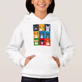 Farbenfrohe Karikatur-Hundengurt Hoodie