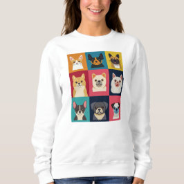 Farbenfrohe Karikatur-Hundengurt Sweatshirt