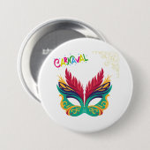 farbenfrohe Karnevalsmaske Button (Vorne & Hinten)
