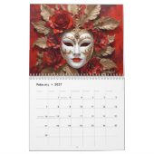 Farbenfrohe Karnevalsmasken Kalender (Feb 2027)