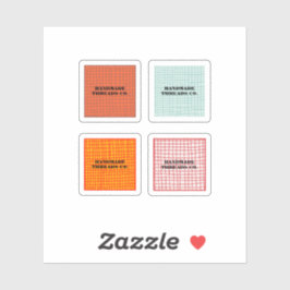 Farbenfrohe Karo Muster Handmade Bekleidungsgeschä Aufkleber