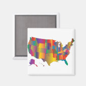 Farbenfrohe Karte Amerikas Magnet (Vorderseite/Rückseite)