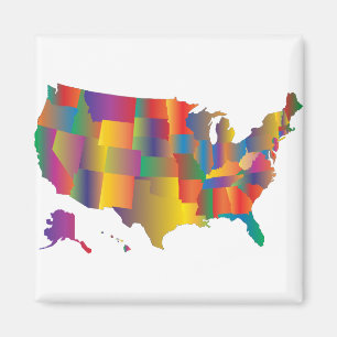 Farbenfrohe Karte Amerikas Magnet