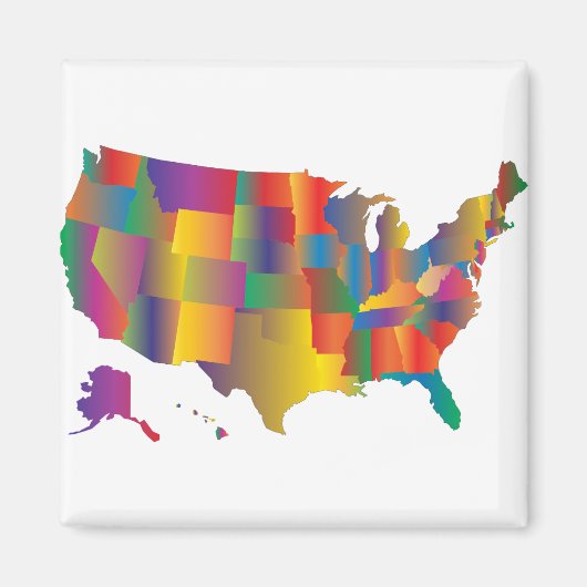 Farbenfrohe Karte Amerikas Magnet (Vorne)