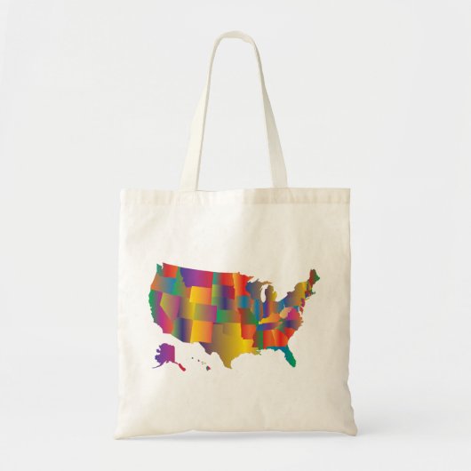 Farbenfrohe Karte Amerikas Tragetasche (Vorne)