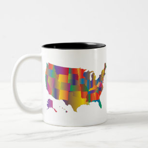 Farbenfrohe Karte Amerikas Zweifarbige Tasse