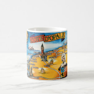 Farbenfrohe Karte der Côte d’Opale, Tasse Frankrei