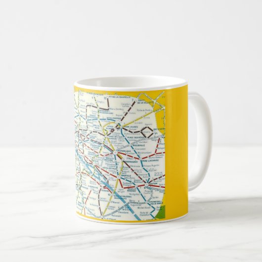 Farbenfrohe Karte Die U-Bahn-Linien in Paris Frank Kaffeetasse (VorderseiteRechts)