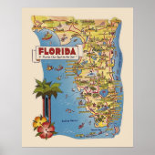 Farbenfrohe Karte Florida Poster (Vorne)