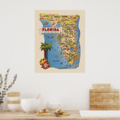 Farbenfrohe Karte Florida Poster (Küche)