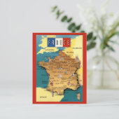 Farbenfrohe Karte Frankreichs (Stehend Vorderseite)