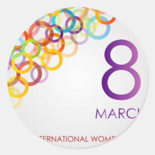 Farbenfrohe Karte für den Frauentag Runder Aufkleber