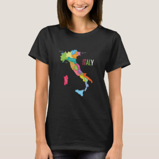 Farbenfrohe Karte Italien Länder Kontinentales Geo T-Shirt