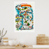 Farbenfrohe Karte Michigan Print Poster (Küche)