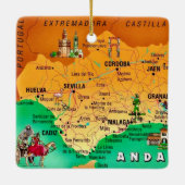 Farbenfrohe Karte von Andalusien Spanien Keramikornament (Rückseite)