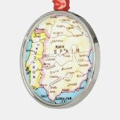 Farbenfrohe Karte von Spanien Design Ornament Aus Metall (Links)