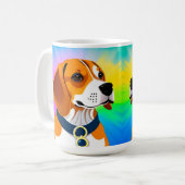 Farbenfrohe Kartoon Dog Illustration Kaffeetasse (Vorderseite Links)