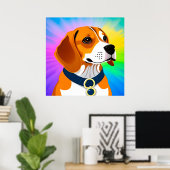 Farbenfrohe Kartoon Dog Illustration Poster (Heimbüro)