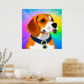 Farbenfrohe Kartoon Dog Illustration Poster (Küche)