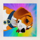 Farbenfrohe Kartoon Dog Illustration Puzzle (Horizontal)