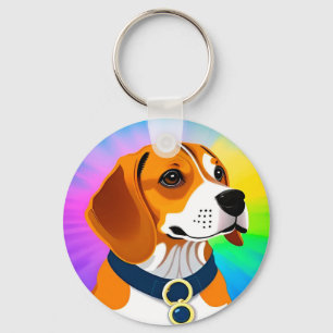 Farbenfrohe Kartoon Dog Illustration Schlüsselanhänger