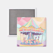 Farbenfrohe Karusselle Magnet - Whimsical Merry-Go (Vorderseite/Rückseite)