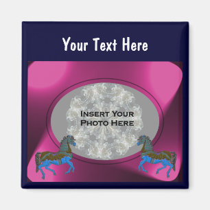 Farbenfrohe Karussellpferde Design-Foto Magnet