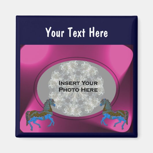 Farbenfrohe Karussellpferde Design-Foto Magnet (Vorne)