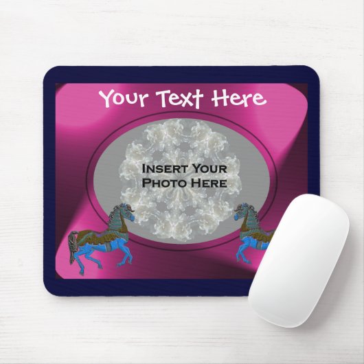 Farbenfrohe Karussellpferde Design-Foto Mousepad (Mit Mouse)