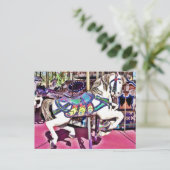 Farbenfrohe Karussellpferde im Karneval Foto Gesch Postkarte (Stehend Vorderseite)