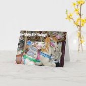 Farbenfrohe Karusselpferde Karte (Gelbe Blume)