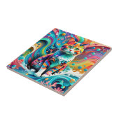 Farbenfrohe Katze 759 Wasserwelle Fliese (Seite)