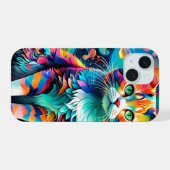 Farbenfrohe Katze 759 Wasserwelle iPhone 15 Hülle (Rückseite (Horizontal))