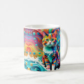 Farbenfrohe Katze 759 Wasserwelle Kaffeetasse (VorderseiteRechts)