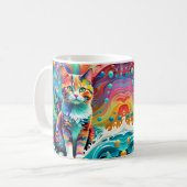 Farbenfrohe Katze 759 Wasserwelle Kaffeetasse (Vorderseite Links)