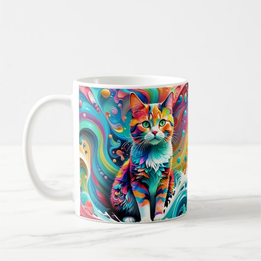 Farbenfrohe Katze 759 Wasserwelle Kaffeetasse (Links)